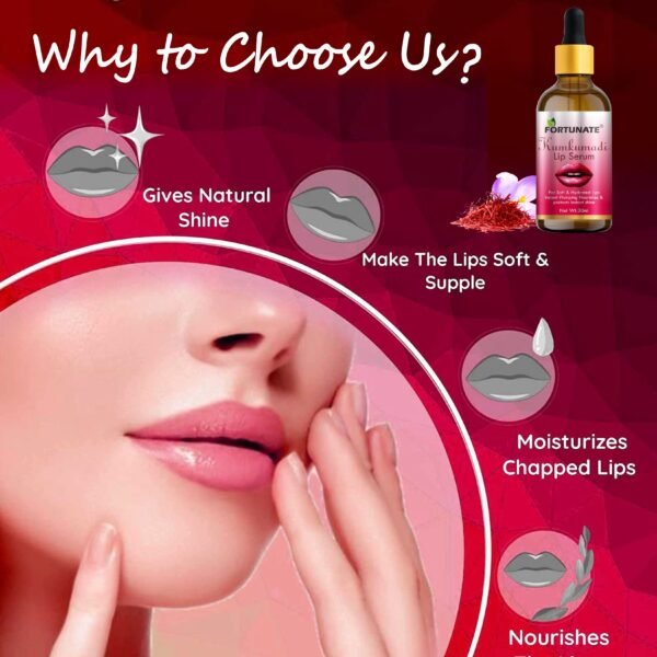 FORTUNATE Kumkumadi Pink Lip Serum (30ml) - Image 2