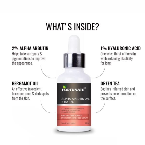 FORTUNATE 2% Alpha Arbutin Face Serum-30ml - Image 4