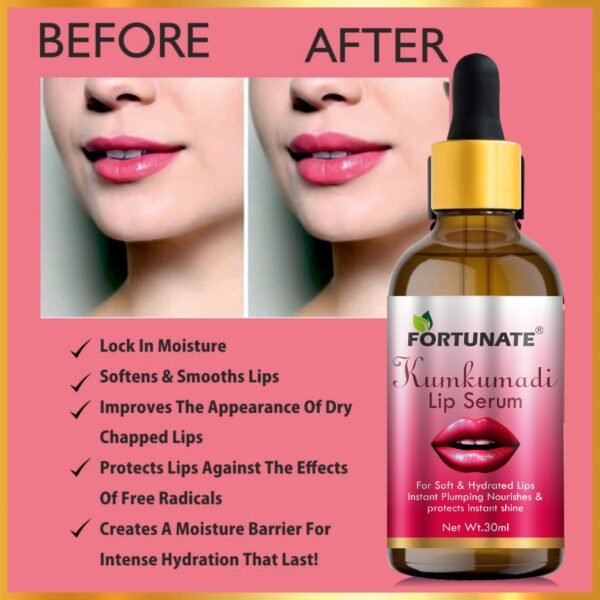FORTUNATE Kumkumadi Pink Lip Serum (30ml) - Image 4